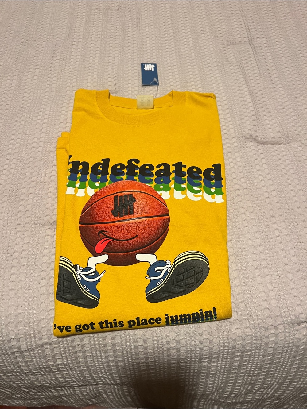 Undefeated Yellow Basketball Graphic Short Sleeve Tee